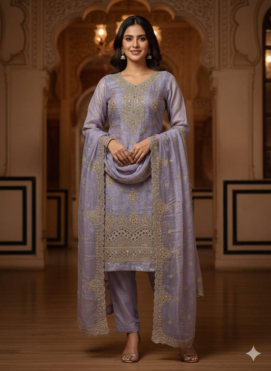 Lavender Cotton Silk Salwar Suit