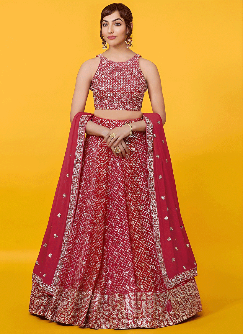 Gajari Traditional Georgette Lehenga Choli with Rich Embroidery