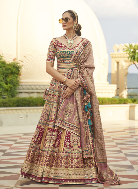 Multicolor Rajwadi Silk Embellished Lehenga Choli