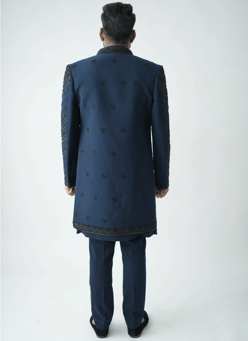Teal Blue Handcrafted Set Indo-Western