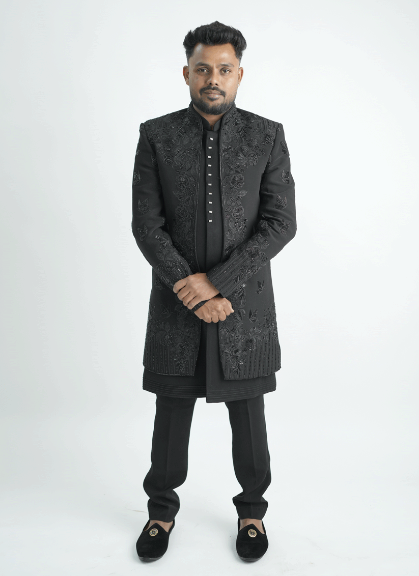 Black Handcrafted Set Indo-Western