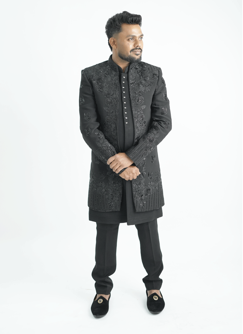 Black Handcrafted Set Indo-Western