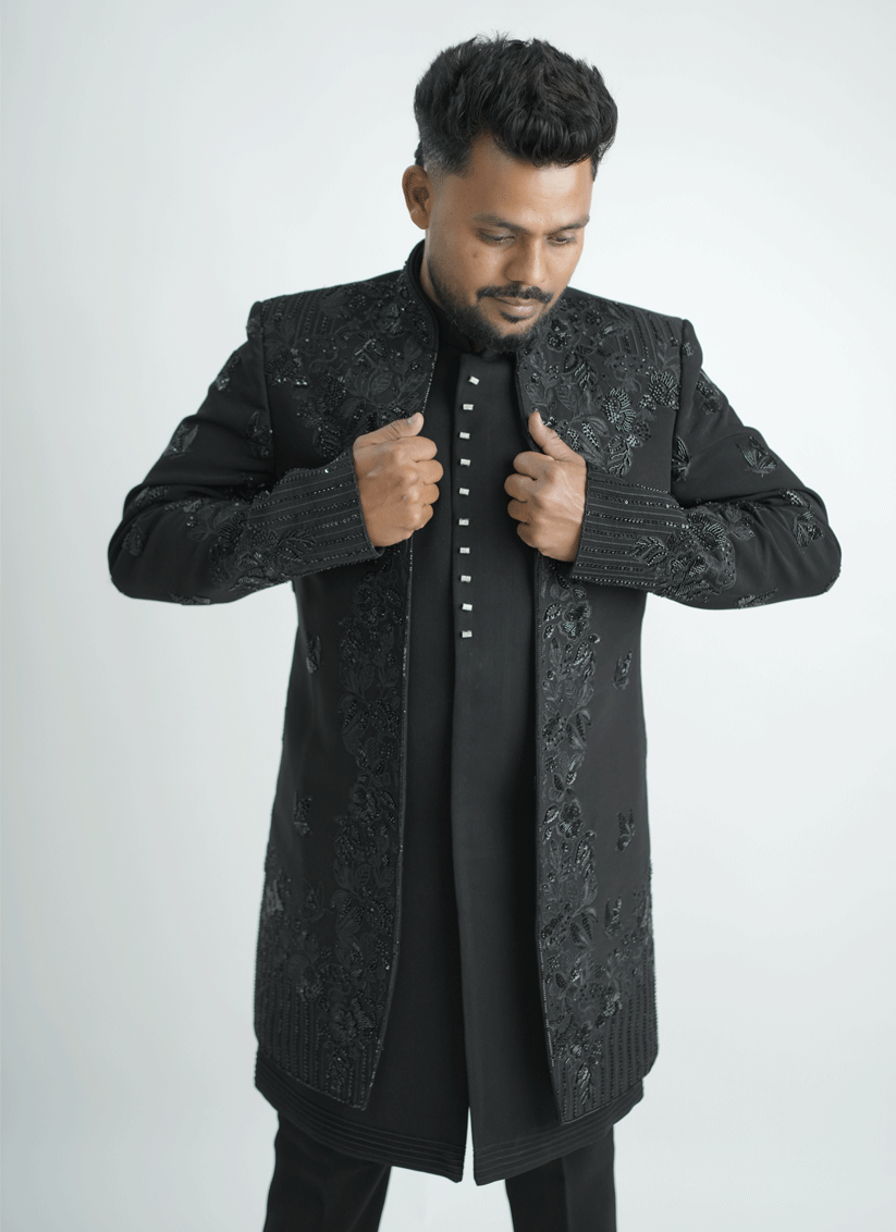 Black Handcrafted Set Indo-Western