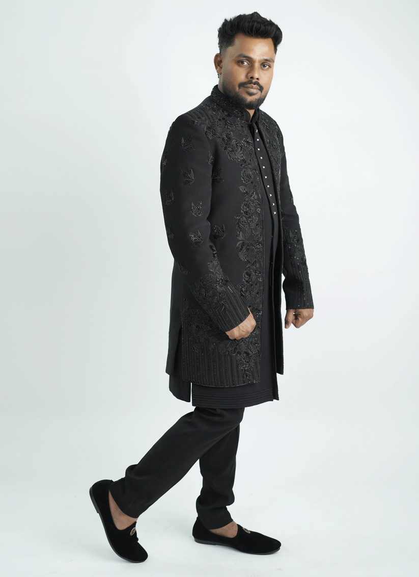 Black Handcrafted Set Indo-Western