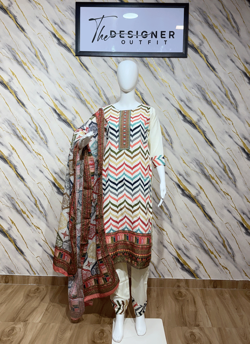 Multi-Colored Satin Silk Salwar Suit