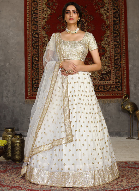 White Net Sequins Wedding Ready To Wear Lehenga Choli