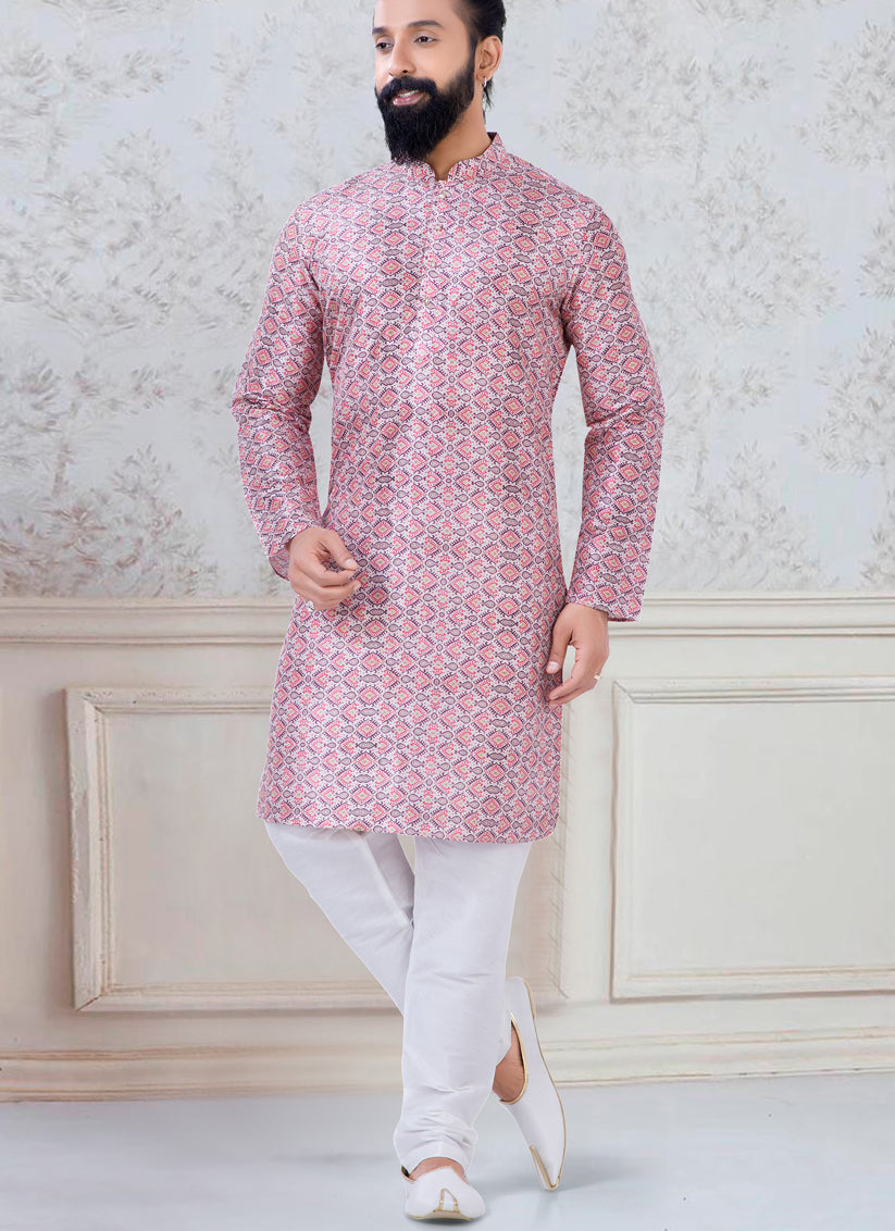 Grey Silk Mens Kurta Pyjama Set