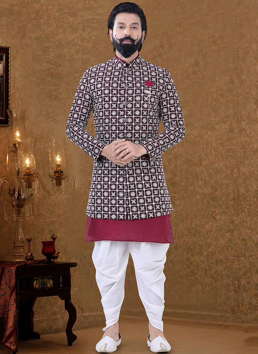 Wine Lukhnowi Mens Indo Western