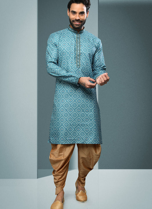 Firozi Handloom Cotton Printed Mens Kurta Pyjama Set