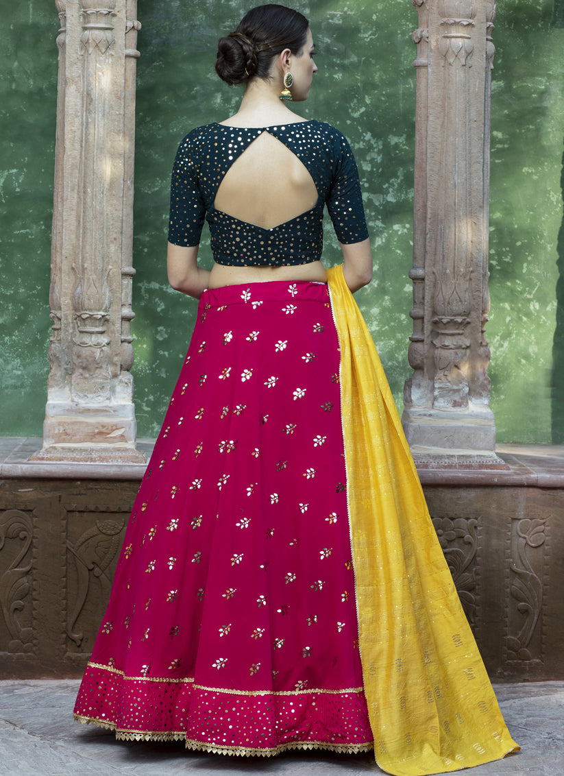 Rani Pink Georgette Sequins Designer Lehenga Choli