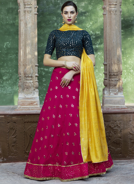 Rani Pink Georgette Sequins Designer Lehenga Choli