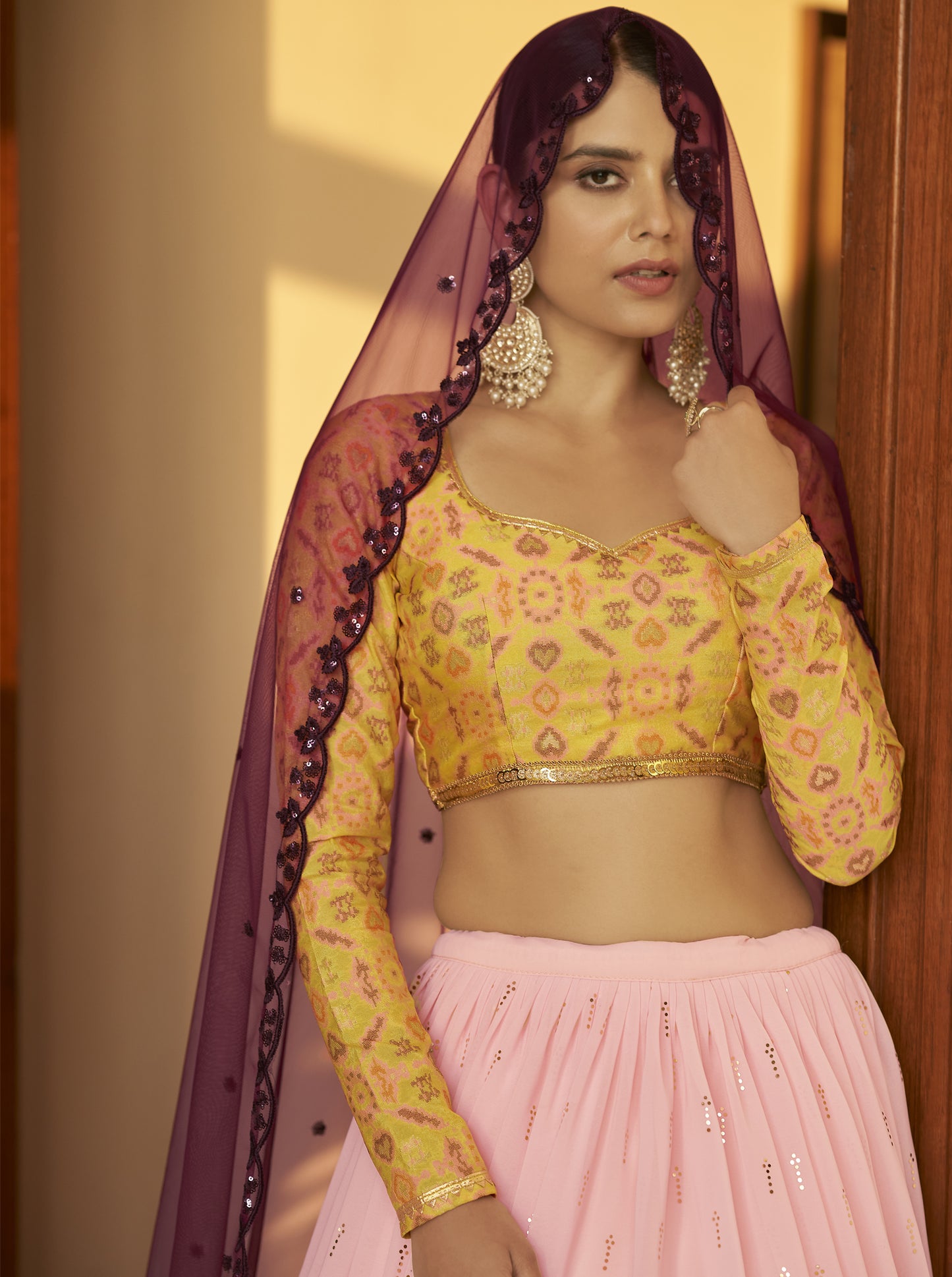 Blush Pink Georgette Wedding Lehenga Choli