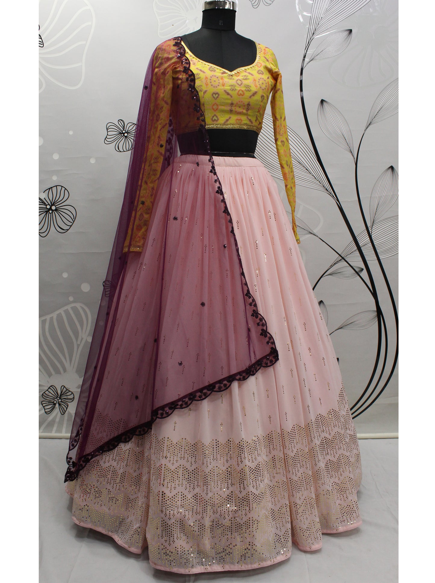 Blush Pink Georgette Wedding Lehenga Choli