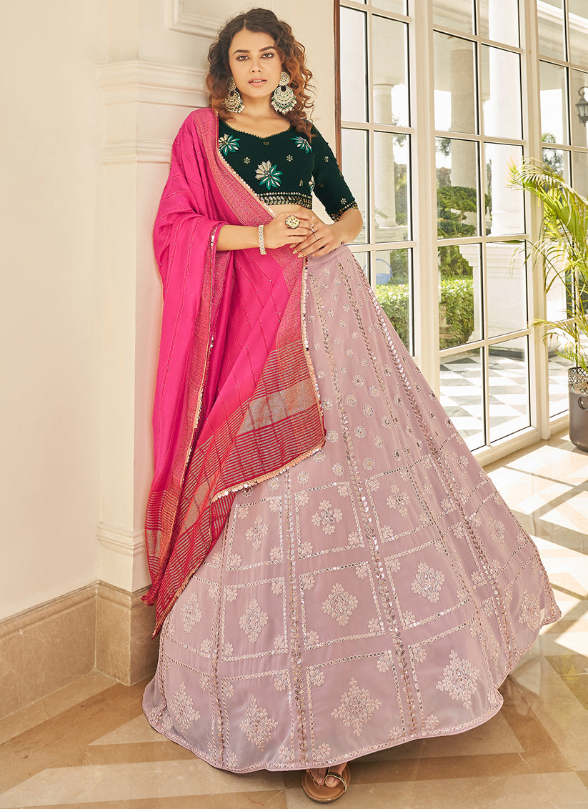 Dusty Pink Georgette Embroidered Designer Lehenga Choli