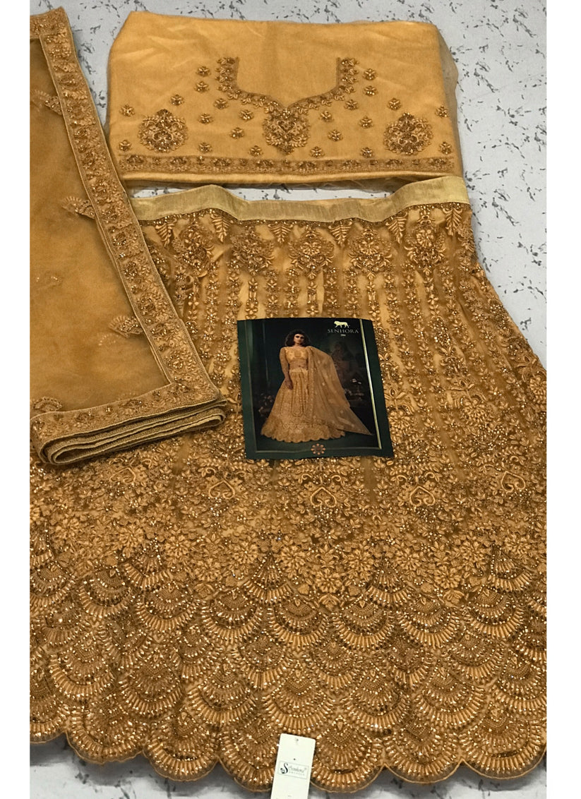 Yellow Net Embroidered Wedding Lehenga Choli
