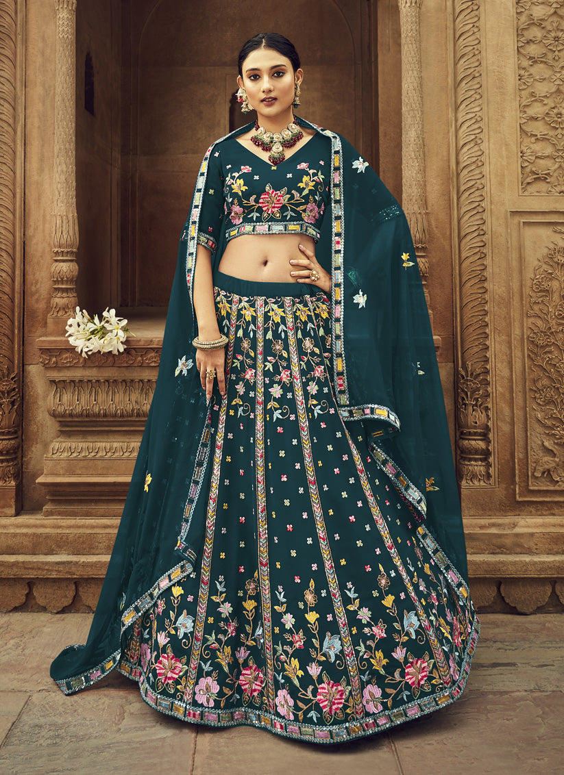 Morpich Georgette Embroidered Designer Lehenga Choli