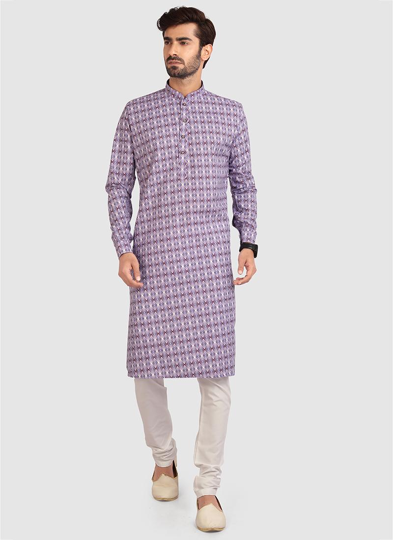 Orchid Cotton Mens Kurta Pyjama Set