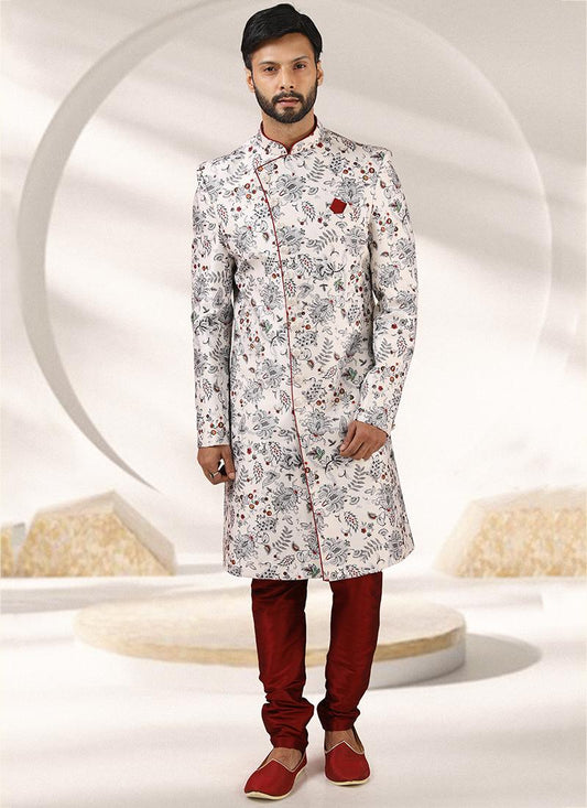 Off White Art banarasi silk Mens Indo Western