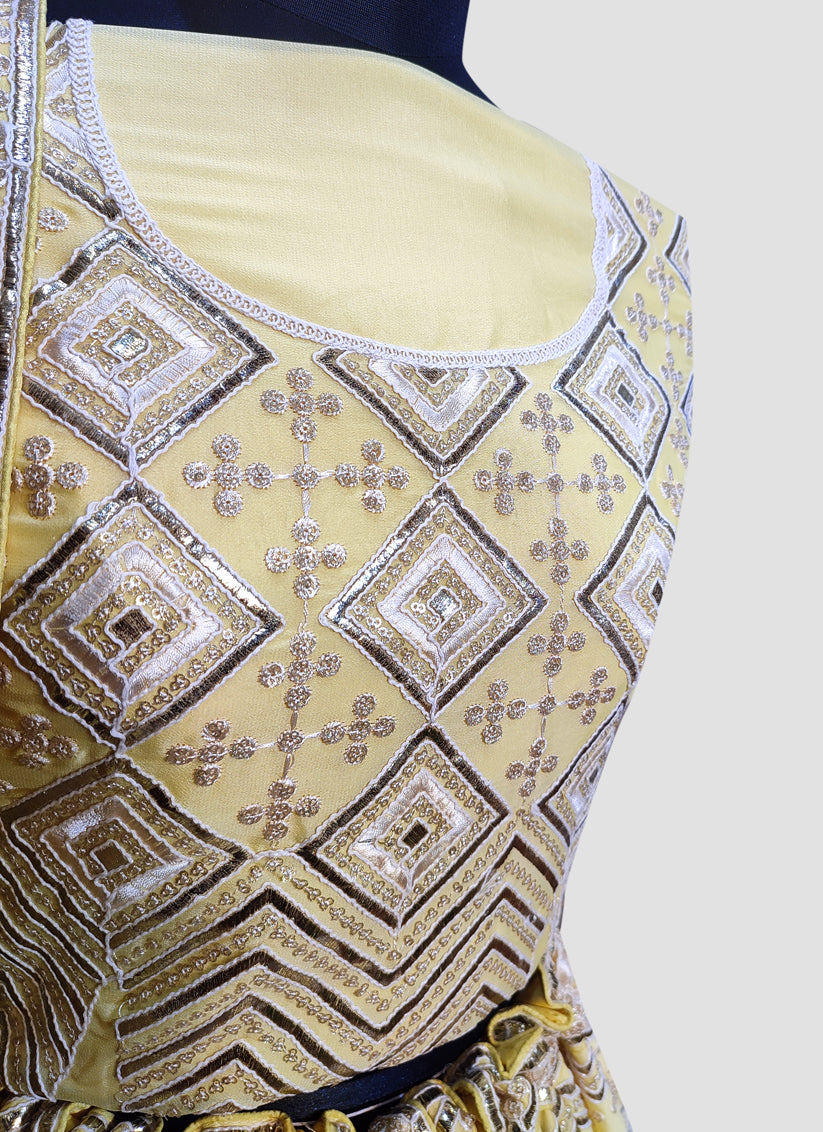 Yellow Georgette Embroidered Bridal Lehenga Choli