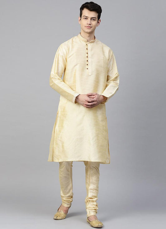 Cream Dupion Silk Mens Kurta Set