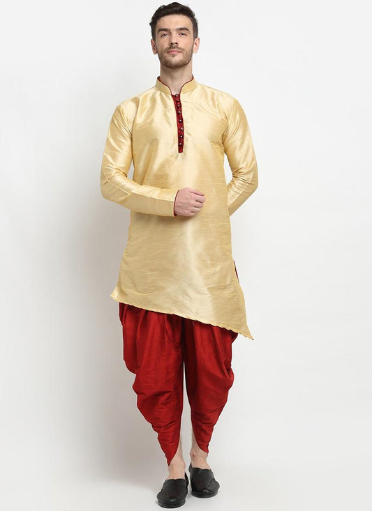 Cream Dupion Silk Mens Kurta Pyjama Set