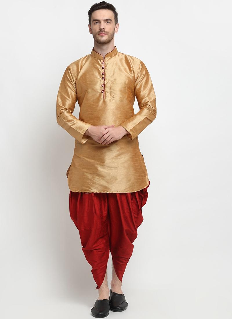 Golden Art Dupion Silk Mens Kurta Pyjama Set