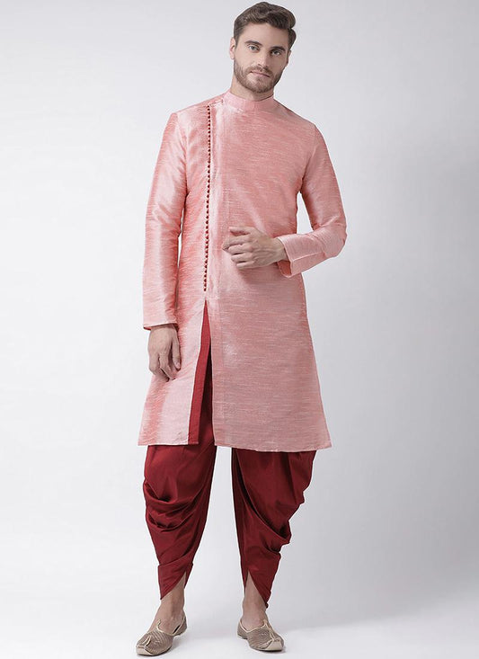 Pink Dupion Silk Mens Kurta Pyjama Set
