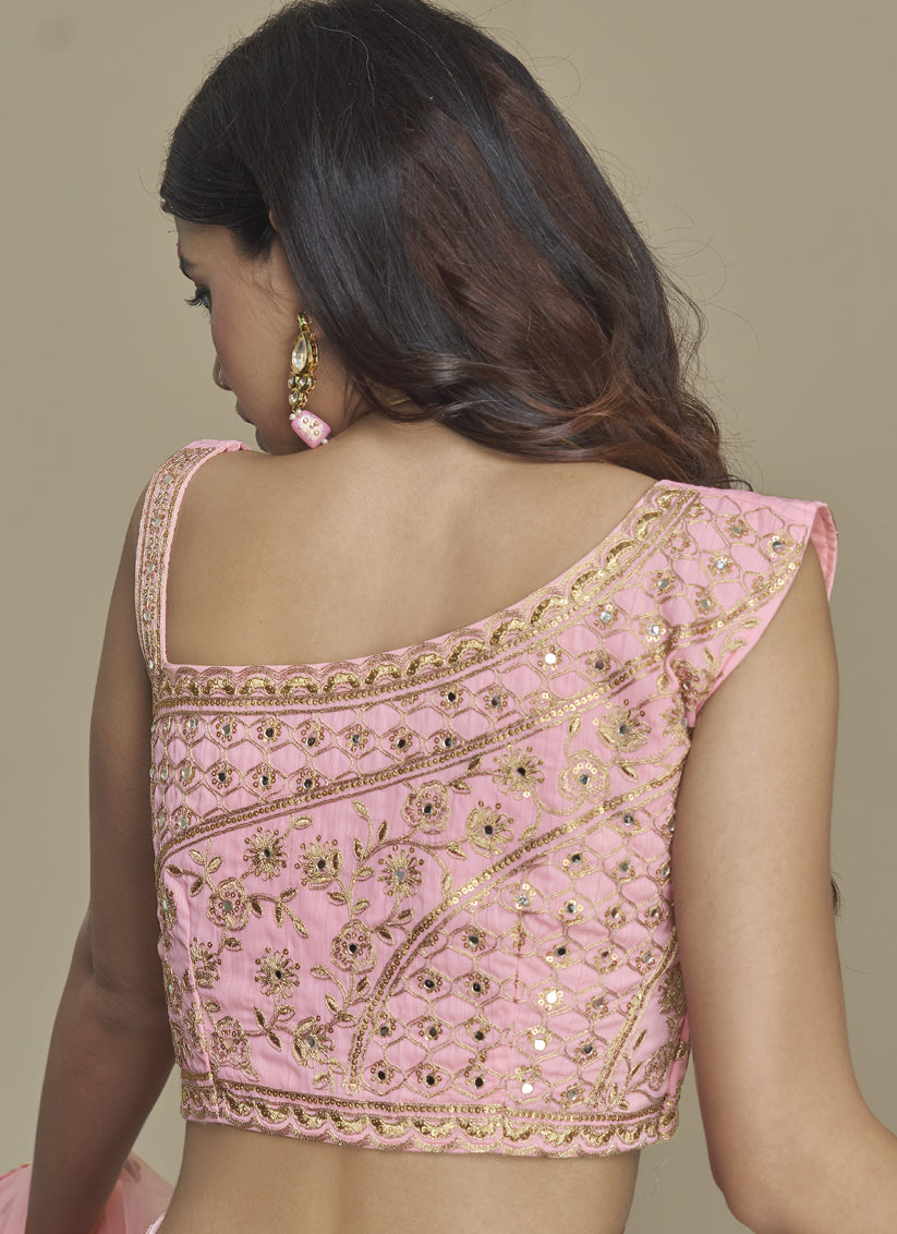 Carnation Pink Silk Designer Lehenga Choli