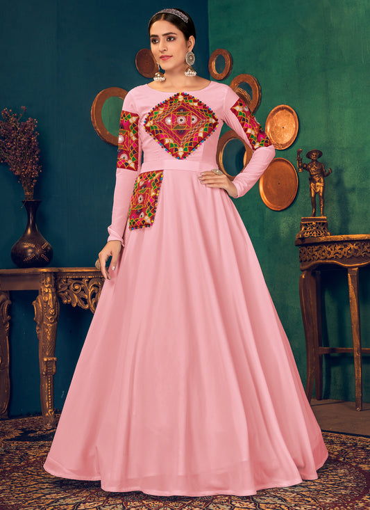 Rose Pink Georgette Party Wear Gown