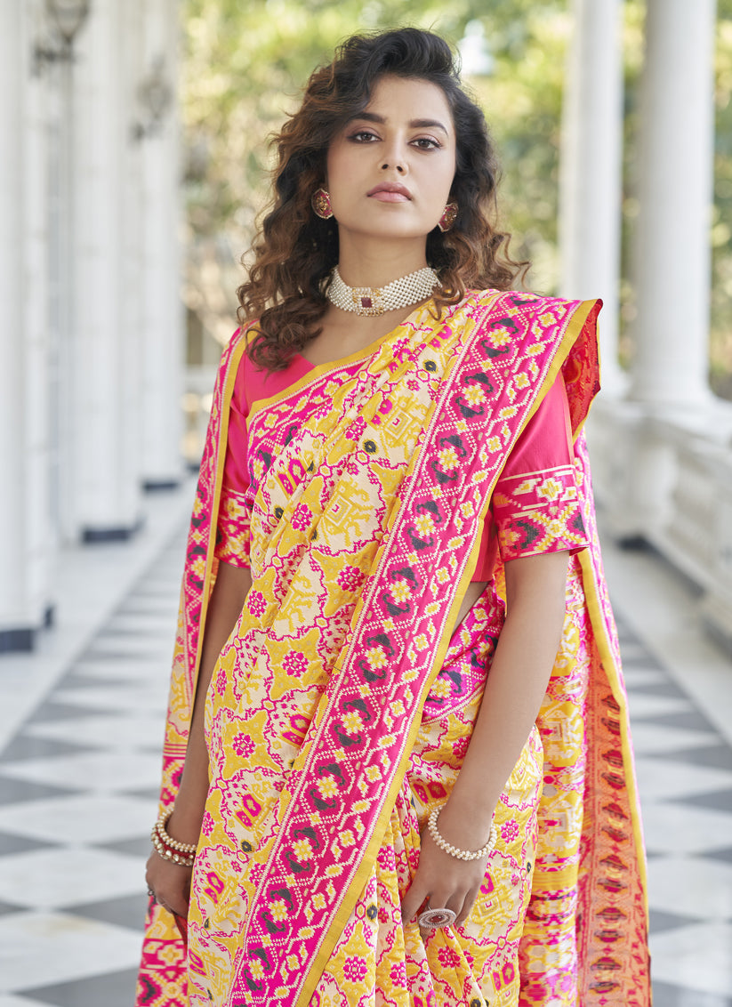 Yellow Patola Silk Woven Saree