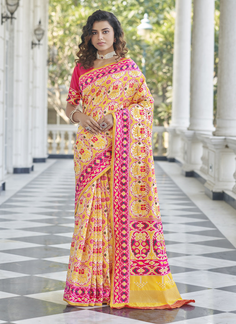 Yellow Patola Silk Woven Saree