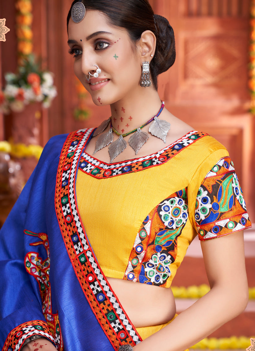 Sunny Yellow Art Silk Embroidered Navaratri Specials Chaniya Choli