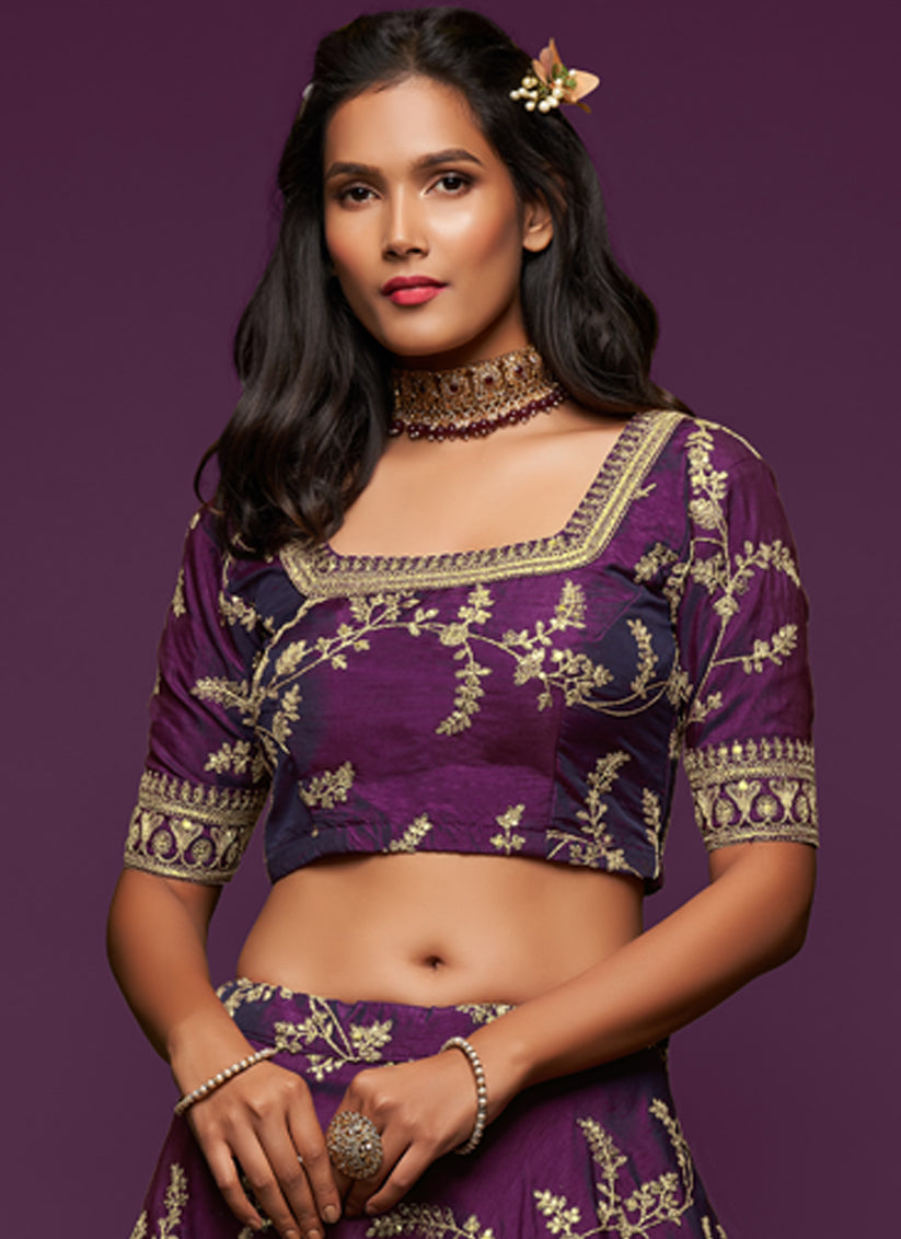 Purple Art Silk Wedding Lehenga Choli