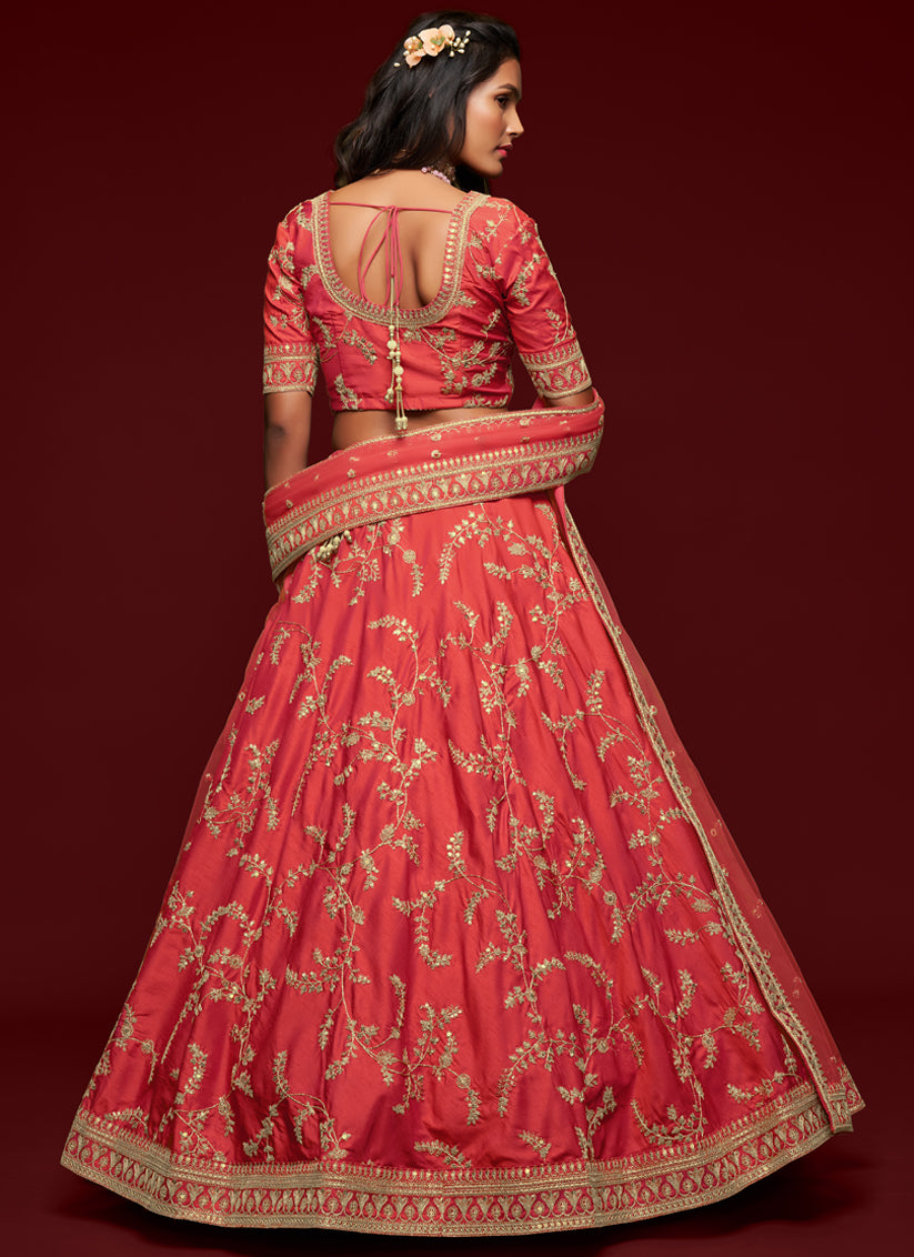 Gajari Art Silk Wedding Lehenga Choli