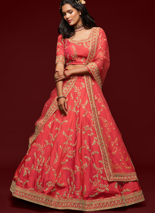 Gajari Art Silk Wedding Lehenga Choli