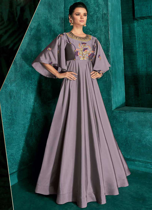 Lavender Silk Readymade Gown