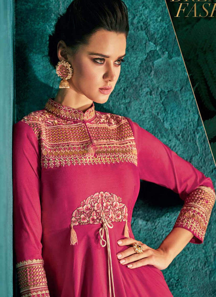Rani Pink Silk Readymade Gown