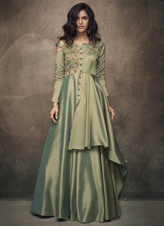 Green Designer Readymade Gown
