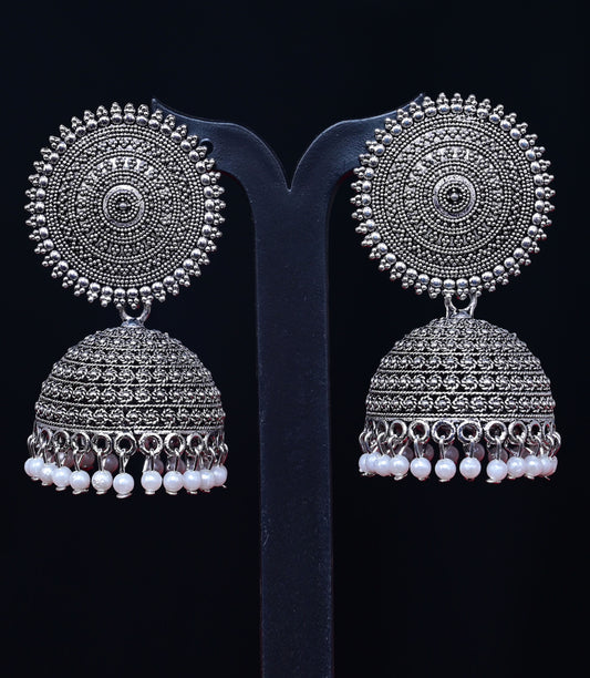 Silver Plated Metal Earring Set with Bead Drops
