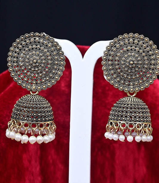 Gold-Plated Metal Earring Set with Bead Drops
