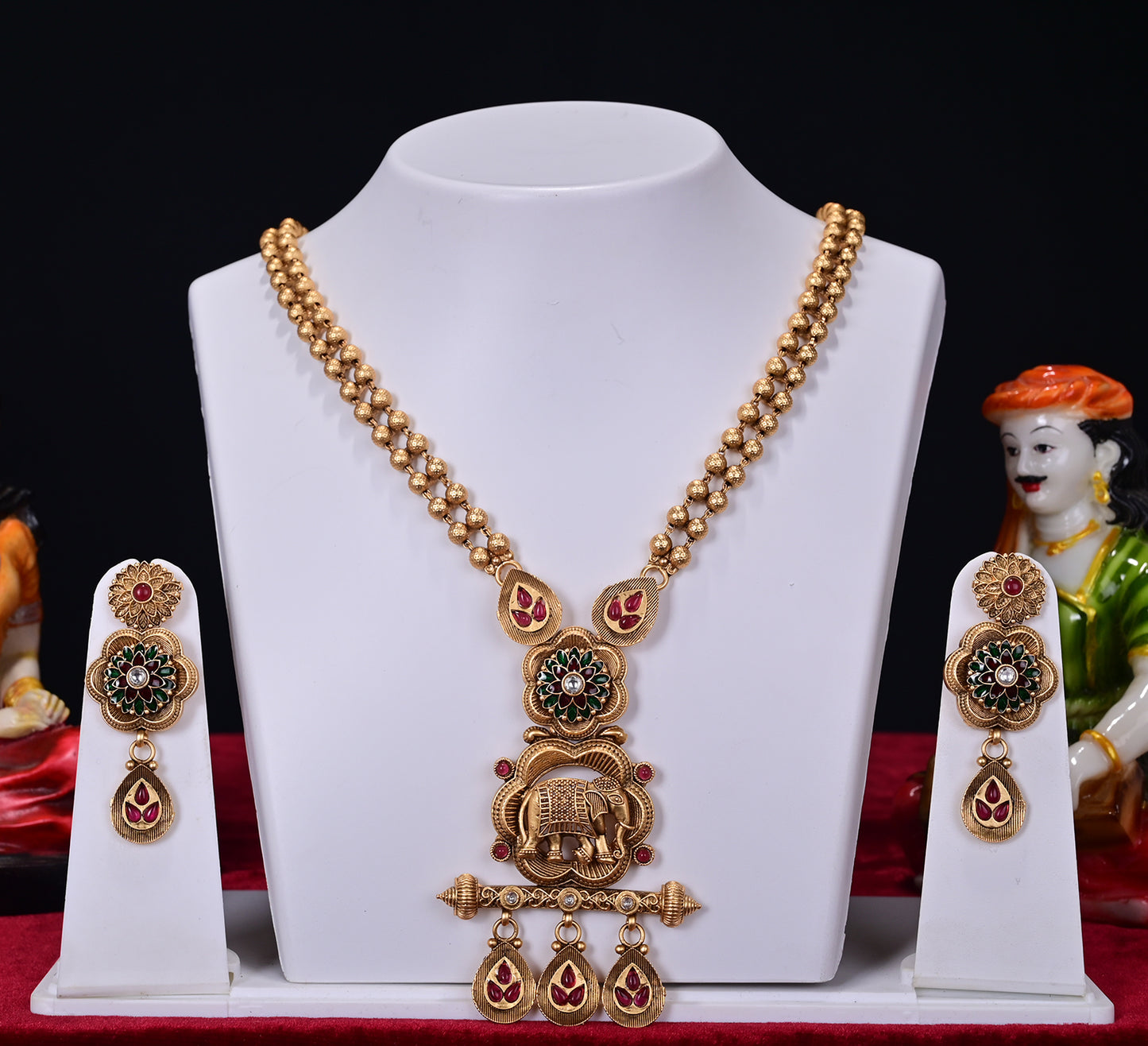 Necklace Earring Set - Art Gold Plated