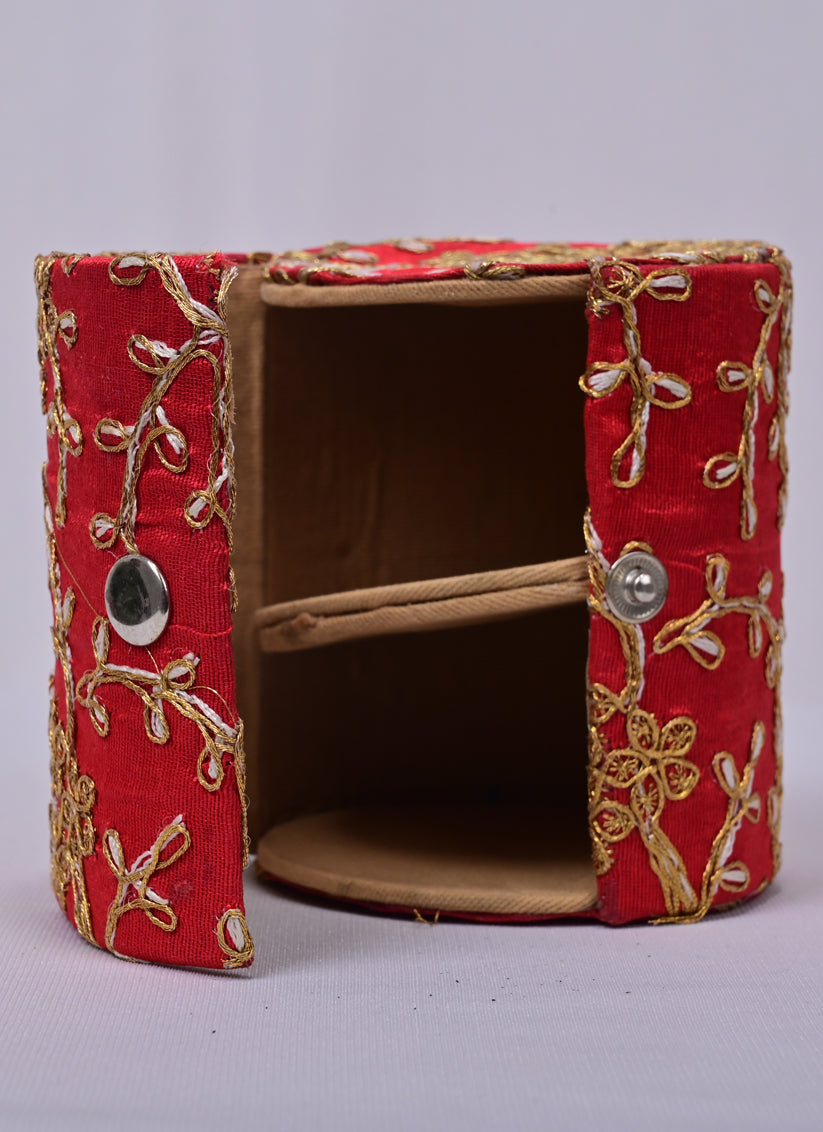 Red Handmade Embroidered Bangle Box