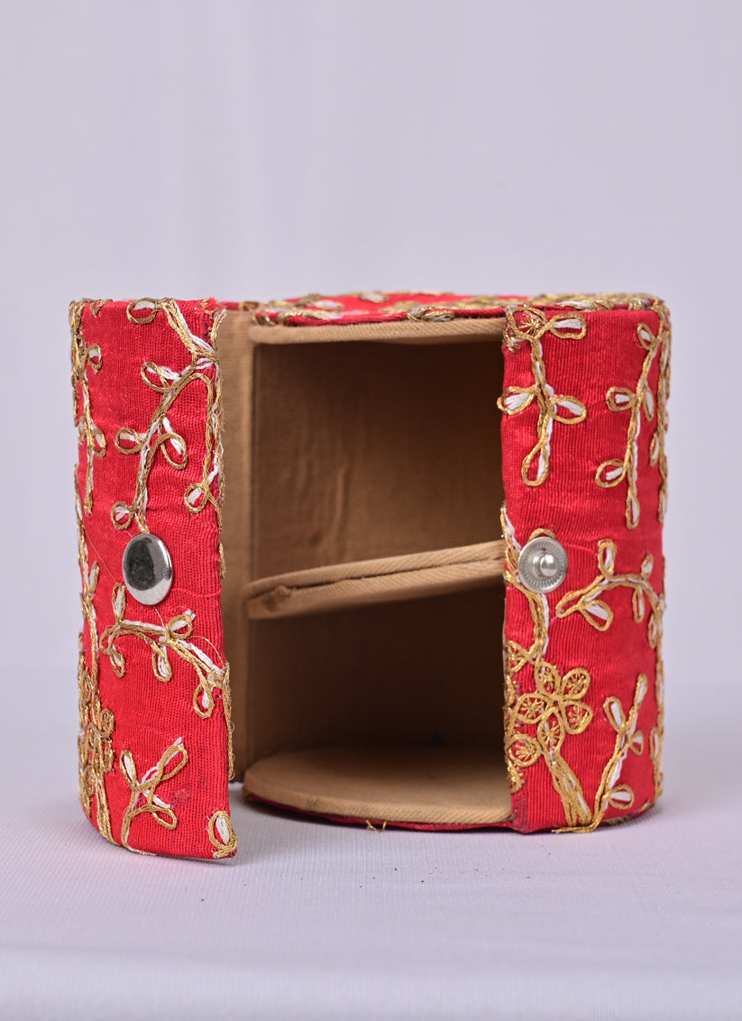 Red Handmade Embroidered Bangle Box