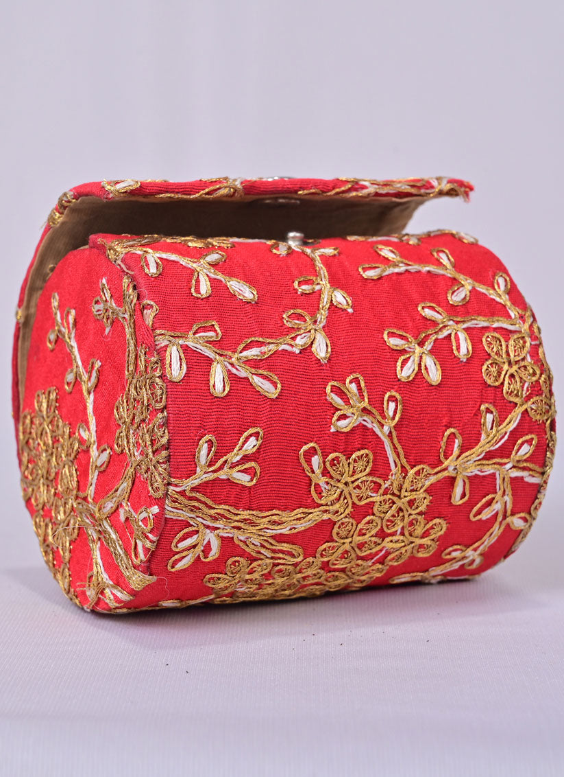 Red Handmade Embroidered Bangle Box