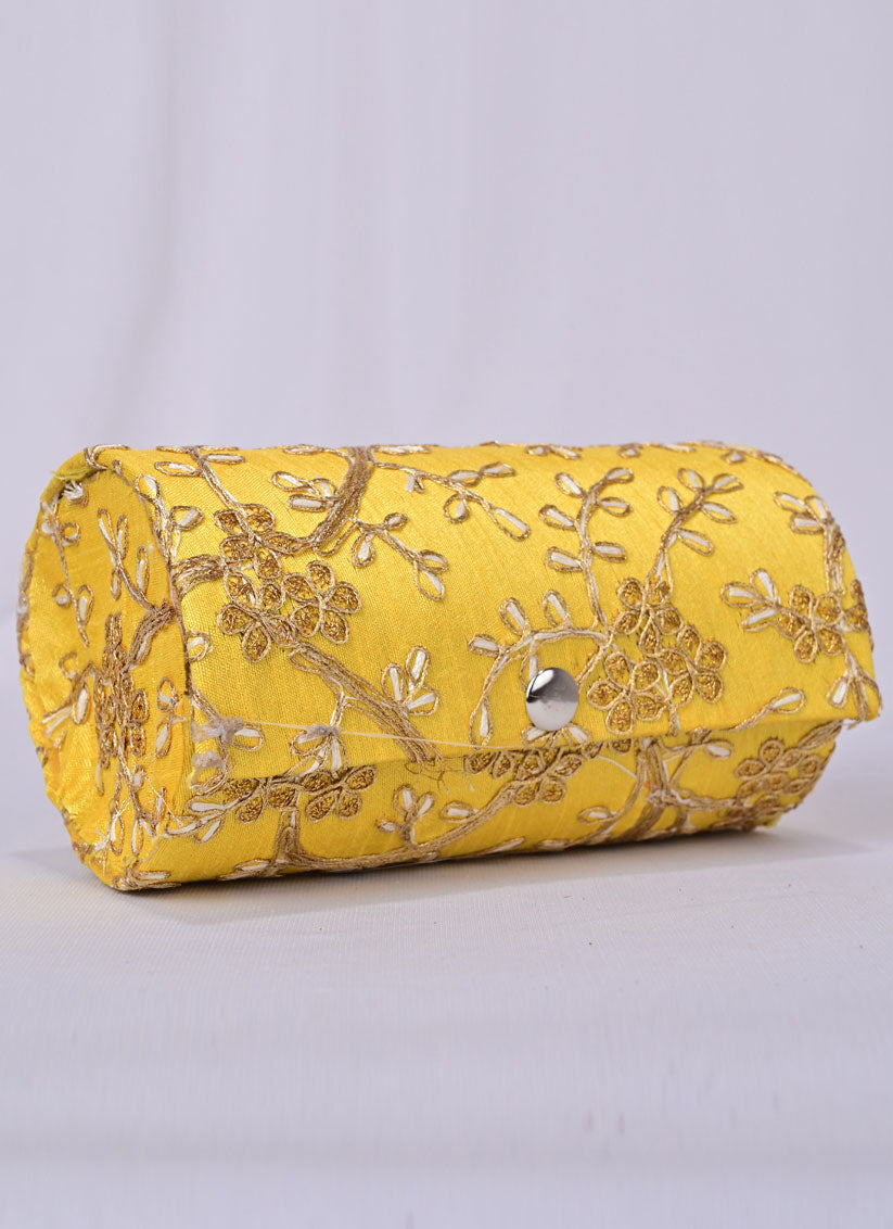 Yellow Handmade Embroidered Bangle Box