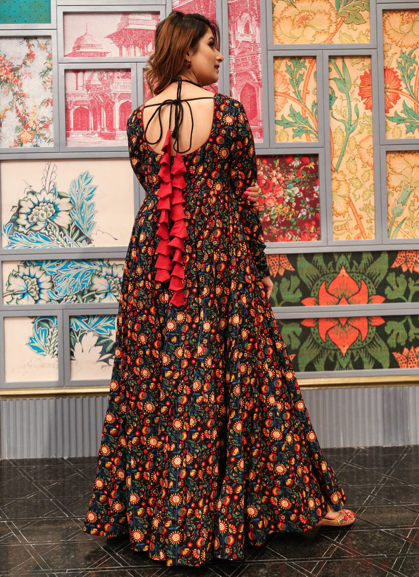 Multi Color Pure cotton Printed Ready Made Gown