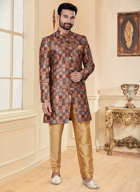 Multi Color Jacquard Mens Indo Western