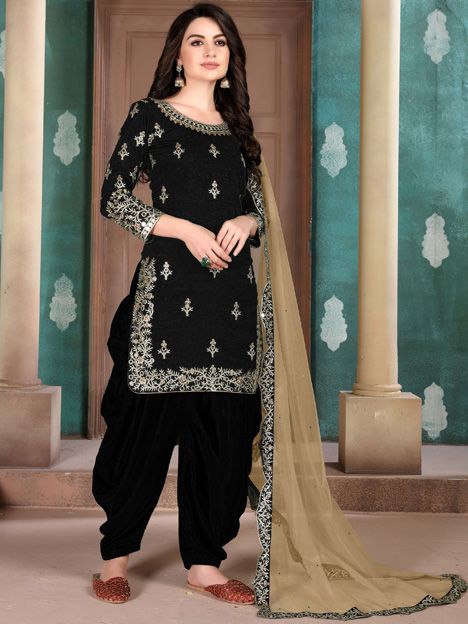 Black Silk Patiala Suit